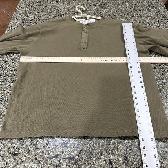Gable Grant Mens Henley Shirt XXL Green Long Sleeve 100% Cotton Rustic STAIN - Picture 6 of 9